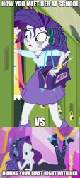 Size: 394x869 | Tagged: safe, edit, edited screencap, screencap, character:rarity, episode:monday blues, episode:the other side, eqg summertime shorts, g4, my little pony: equestria girls, my little pony:equestria girls, bare shoulders, beautiful, cropped, crying, geode of shielding, hair curlers, implied date, magical geodes, makeup, mascarity, running makeup, sleeveless, strapless