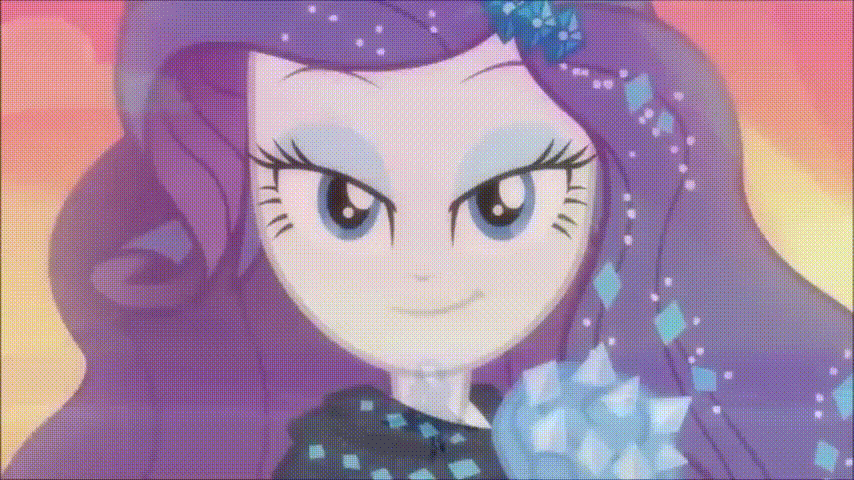 Size: 854x480 | Tagged: safe, edit, edited screencap, screencap, character:rarity, episode:the other side, g4, my little pony: equestria girls, my little pony:equestria girls, animated, beautiful, bedroom eyes, geode of shielding, gif, reversed