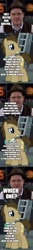Size: 300x2295 | Tagged: safe, edit, edited screencap, screencap, character:doctor whooves, character:time turner, character:twilight sparkle, character:twilight sparkle (scitwi), species:eqg human, species:pony, comic:the epilogue, spoilers for another series, atop the fourth wall, comic, doctor who, fanfic art, linkara, screencap comic, the doctor, time lord
