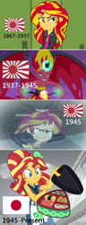 Size: 628x1636 | Tagged: safe, edit, edited screencap, screencap, character:sunset satan, character:sunset shimmer, episode:good vibes, eqg summertime shorts, equestria girls:equestria girls, g4, my little pony: equestria girls, my little pony:equestria girls, comic, demon, eqg flag-tag meme, japan, japanese empire, op is trying to start shit so badly that it's kinda funny, screencap comic, sunset satan