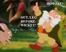 Size: 405x324 | Tagged: safe, edit, edited screencap, screencap, character:habbit, character:mr moochick, g1, my little pony: the movie (1986), barely pony related, cricket, cropped, dialogue, leg before wicket, sports