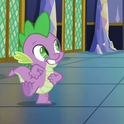 Size: 400x400 | Tagged: safe, edit, screencap, character:spike, species:dragon, episode:father knows beast, g4, my little pony: friendship is magic, animated, baby, baby dragon, cropped, cute, dancing, door, feet, folded wings, gif, green eyes, grin, hallway, loop, male, shit eating grin, smiling, solo, spikabetes, strut, swagger, teeth, twilight's castle, underfoot, winged spike, wings