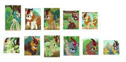 Size: 1194x592 | Tagged: safe, edit, edited screencap, screencap, character:autumn blaze, character:cinder glow, character:fern flare, character:forest fall, character:pumpkin smoke, character:rain shine, character:sparkling brook, character:spring glow, character:summer flare, character:winter flame, species:kirin, episode:sounds of silence, g4, my little pony: friendship is magic, background kirin, cropped, female, male