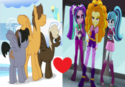 Size: 1026x714 | Tagged: safe, edit, edited screencap, screencap, character:adagio dazzle, character:aria blaze, character:dumbbell, character:hoops, character:quarterback, character:sassaflash, character:sonata dusk, episode:sonic rainboom, equestria girls:rainbow rocks, g4, my little pony: equestria girls, my little pony: friendship is magic, my little pony:equestria girls, boy bullies, crack shipping, cropped, female, heart, male, shipping, shipping domino, straight, the dazzlings, trio
