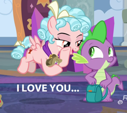 Size: 782x694 | Tagged: safe, edit, edited screencap, screencap, character:cozy glow, character:spike, species:dragon, species:pegasus, species:pony, episode:school raze, g4, my little pony: friendship is magic, cozyspike, cropped, exploitable meme, female, filly, male, meme, shipping, straight, this will end in tears, winged spike
