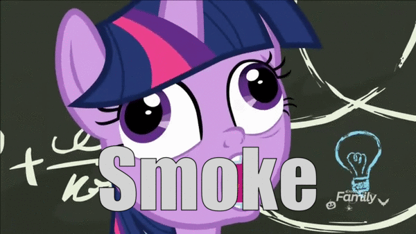 Size: 600x338 | Tagged: safe, edit, edited screencap, screencap, character:twilight sparkle, character:twilight sparkle (alicorn), species:alicorn, species:pony, episode:best gift ever, g4, my little pony: friendship is magic, animated, chalkboard, drugs, faec, female, marijuana, pudding face, smoke weed everyday, solo, text edit
