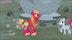 Size: 1280x720 | Tagged: safe, edit, edited screencap, screencap, character:big mcintosh, character:cherry cola, character:citrine spark, character:fire quacker, character:marble pie, character:peppermint goldylinks, character:pinkie pie, character:sugar belle, character:wensley, ship:marblemac, ship:sugarmac, episode:best gift ever, episode:hearthbreakers, g4, my little pony: friendship is magic, animated, female, friendship student, heartbreak, heartbroken marble, male, mistletoe, pushing, rump push, shipping, shipping denied, side chick, sound, straight, webm
