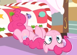Size: 534x387 | Tagged: safe, edit, edited screencap, screencap, character:pinkie pie, episode:best gift ever, g4, my little pony: friendship is magic, :3, behaving like a cat, catface, cropped, female, solo, upside down