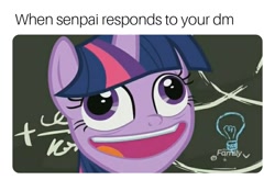 Size: 792x520 | Tagged: safe, edit, edited screencap, screencap, character:twilight sparkle, character:twilight sparkle (alicorn), species:alicorn, species:pony, episode:best gift ever, g4, my little pony: friendship is magic, chalkboard, faec, female, meme, pudding face, solo