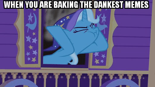 Size: 512x288 | Tagged: safe, edit, edited screencap, screencap, character:trixie, episode:to where and back again, g4, my little pony: friendship is magic, 420, animated, caption, coughing, dank memes, gif, gif with captions, meme, shitposting, smoking, trixie's wagon