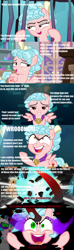 Size: 800x2700 | Tagged: safe, edit, edited screencap, screencap, character:cozy glow, character:king sombra, species:pegasus, species:pony, episode:school raze, episode:the crystal empire, g4, my little pony: friendship is magic, comic, cozy glow is best facemaker, cozy ultima, crazy glow, equestria is doomed, female, filly, help me, hilarious in hindsight, i'm being held against my will my address is 123-help, insanity, meme, oh shit, possessed, pure concentrated unfiltered evil of the utmost potency, pure unfiltered evil