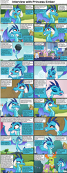 Size: 1282x3304 | Tagged: safe, edit, edited screencap, screencap, character:princess ember, character:spike, character:strawberry scoop, character:summer meadow, character:thorax, character:violet twirl, species:changeling, species:dragon, species:pony, species:reformed changeling, comic:celestia's servant interview, episode:school daze, episode:school raze, episode:triple threat, g4, my little pony: friendship is magic, spoiler:s08e25, background pony, caption, clever musings, cs captions, dragoness, female, friendship student, interview, male