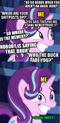 Size: 377x768 | Tagged: safe, edit, edited screencap, screencap, character:starlight glimmer, episode:the crystalling, g4, my little pony: friendship is magic, anxiety, awkward, awkward smile, cropped, dank memes, female, meme, meta, shitposting, solo