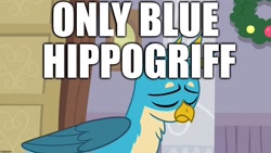 Size: 1280x720 | Tagged: safe, edit, edited screencap, screencap, character:gallus, species:griffon, episode:the hearth's warming club, g4, my little pony: friendship is magic, critical research failure, image macro, meme, mistakes were made, op isn't even trying anymore, sad, text, wat