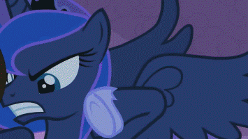 Size: 355x200 | Tagged: safe, edit, edited screencap, screencap, character:princess luna, character:queen chrysalis, species:alicorn, species:changeling, species:pony, episode:a canterlot wedding, episode:luna eclipsed, g4, my little pony: friendship is magic, animated, changeling queen, female, gif, luna punch, mare