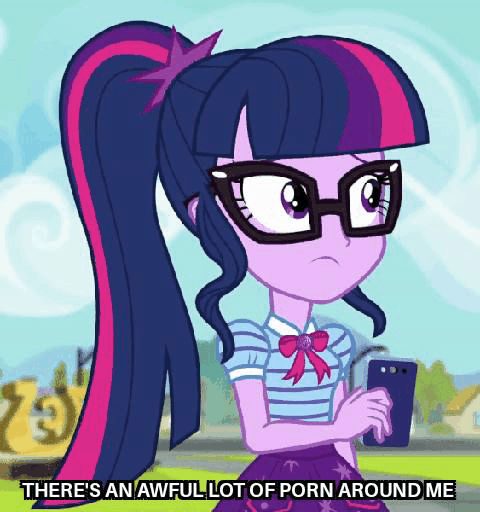 Size: 480x512 | Tagged: safe, edit, edited screencap, screencap, character:twilight sparkle, character:twilight sparkle (scitwi), species:eqg human, derpibooru, episode:text support, g4, my little pony: equestria girls, my little pony:equestria girls, animated, caption, cyoa, edited gif, everything filter, female, geode of telekinesis, gif, image macro, magical geodes, meme, meta, pinterest, shitposting, solo, text