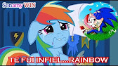 Size: 168x94 | Tagged: safe, edit, edited screencap, screencap, character:rainbow dash, character:sonic the hedgehog, episode:parental glideance, g4, my little pony: friendship is magic, amy rose, crossover, op is a duck, op is trying to start shit, picture for breezies, sad, sonic the hedgehog (series), spanish, translated in the comments
