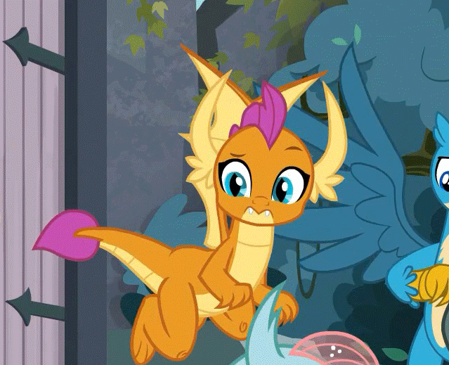 Size: 639x519 | Tagged: safe, edit, edited screencap, screencap, character:gallus, character:ocellus, character:smolder, character:yona, species:changedling, species:changeling, species:dragon, species:griffon, species:reformed changeling, episode:school daze, g4, my little pony: friendship is magic, animated, claws, cropped, cute, dragon wings, dragoness, fangs, female, flying, gif, grin, horns, male, smiling, smolderbetes, wings