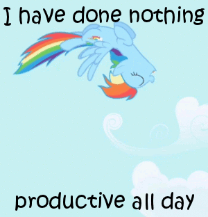 Size: 300x312 | Tagged: safe, edit, edited screencap, screencap, character:rainbow dash, species:pegasus, species:pony, animated, cloud, cute, dashabetes, female, flying, gif, i have done nothing productive all day, image macro, mare, meme, reaction image, sky, solo
