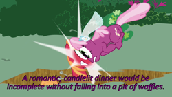 Size: 640x360 | Tagged: safe, edit, edited screencap, screencap, character:big mcintosh, character:cheerilee, species:pony, episode:hearts and hooves day, g4, my little pony: friendship is magic, caption, cards against humanity, collision, image macro, text, wedding veil