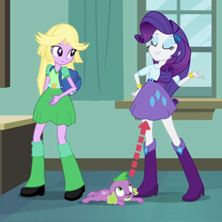 Size: 500x500 | Tagged: safe, edit, edited screencap, screencap, character:rarity, character:spike, species:dog, equestria girls:equestria girls, g4, my little pony: equestria girls, my little pony:equestria girls, eyes on the prize, spike the dog, voyeurism
