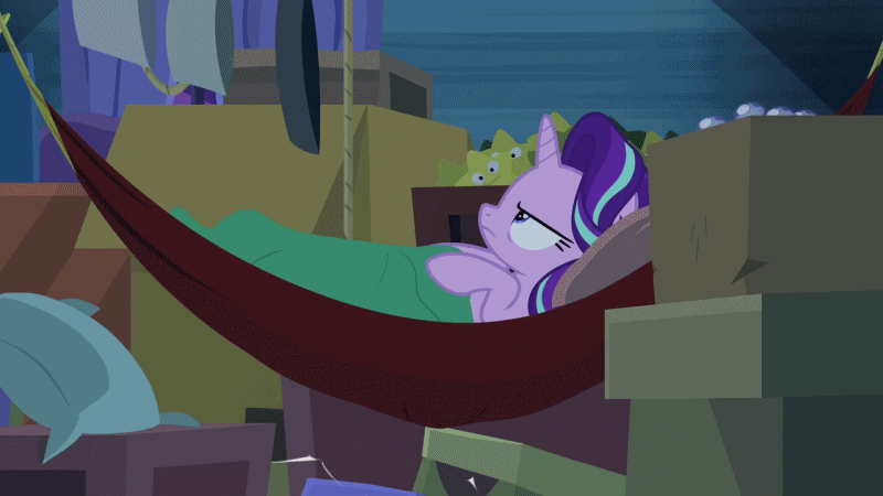 Size: 800x450 | Tagged: safe, edit, screencap, character:starlight glimmer, episode:on the road to friendship, animated, female, gif, invisible stallion, out of context, poltergeist, solo