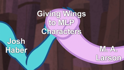 Size: 1280x720 | Tagged: safe, edit, edited screencap, screencap, character:princess ember, character:starlight glimmer, episode:celestial advice, episode:magical mystery cure, episode:molt down, g4, my little pony: friendship is magic, epic handshake, handshake, josh haber, m.a. larson, meme, text, thanks m.a. larson