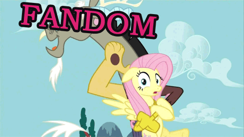 Size: 500x281 | Tagged: safe, edit, edited screencap, screencap, character:discord, character:fluttershy, episode:keep calm and flutter on, g4, my little pony: friendship is magic, animated, caption, fandom, gif, gif with captions, image macro, meme, text