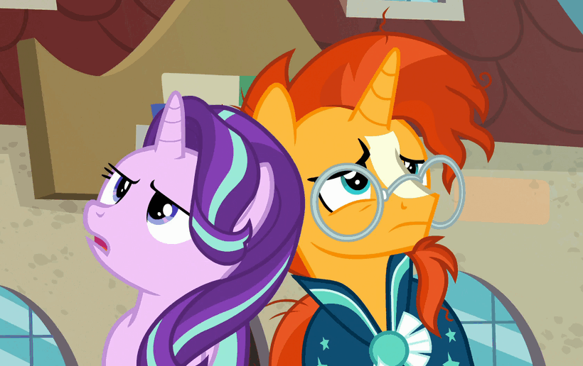 Size: 820x516 | Tagged: safe, edit, edited screencap, screencap, character:starlight glimmer, character:sunburst, episode:the parent map, g4, animated, gif, starlight limero