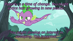 Size: 640x360 | Tagged: safe, edit, edited screencap, screencap, character:spike, species:dragon, episode:molt down, g4, my little pony: friendship is magic, caption, cards against humanity, flying, image macro, text, winged spike