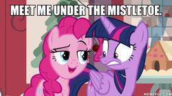 Size: 600x337 | Tagged: safe, edit, edited screencap, screencap, character:pinkie pie, character:twilight sparkle, character:twilight sparkle (alicorn), species:alicorn, species:pony, ship:twinkie, episode:the great escape room, caption, female, image macro, lesbian, meme, shipping, text