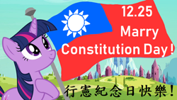 Size: 768x432 | Tagged: safe, edit, edited screencap, screencap, character:twilight sparkle, constitution day, misspelling, republic of china, taiwan
