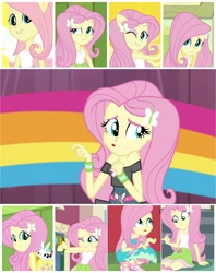 Size: 3160x3982 | Tagged: safe, edit, screencap, character:angel bunny, character:fluttershy, episode:fluttershy's butterflies, equestria girls:dance magic, equestria girls:equestria girls, equestria girls:friendship games, equestria girls:rainbow rocks, g4, my little pony: equestria girls, my little pony:equestria girls, spoiler:eqg specials, cat, collage, cute, female, fluttershy's butterflies: applejack, ponied up, rainbow, shyabetes, transformation