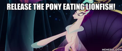 Size: 600x251 | Tagged: safe, edit, edited screencap, screencap, character:queen novo, my little pony: the movie (2017), caption, image macro, pointing, seaquestria, text, this will end in death, this will end in tears, this will end in tears and/or death
