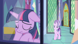 Size: 1280x720 | Tagged: safe, edit, edited screencap, screencap, character:starlight glimmer, character:twilight sparkle, character:twilight sparkle (alicorn), species:alicorn, species:pony, species:unicorn, episode:fame and misfortune, g4, my little pony: friendship is magic, animated, book, comforting, friendship journal, levitation, magic, mirror, photo, sad, sound, telekinesis, twilight's castle, webm