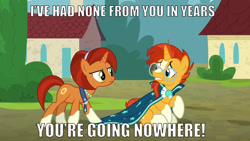 Size: 1280x720 | Tagged: safe, edit, edited screencap, screencap, character:stellar flare, character:sunburst, species:pony, species:unicorn, episode:the parent map, g4, caption, female, image macro, implied incest, implied sex, implied suncest, innuendo, male, mare, meme, sire's hollow, stallion, text