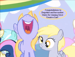Size: 459x351 | Tagged: safe, edit, edited screencap, screencap, character:bon bon, character:cloud kicker, character:derpy hooves, character:lyra heartstrings, character:sweetie drops, character:twinkleshine, species:pony, episode:pinkie pride, episode:the cart before the ponies, g4, my little pony: friendship is magic, cropped, cute, derpabetes, dialogue, female, filly, filly derpy, filly lyra, filly sweetie drops, implied minty, kickerbetes, party, speech bubble, younger