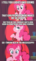Size: 600x1011 | Tagged: safe, edit, edited screencap, screencap, character:pinkie pie, species:earth pony, species:pony, episode:baby cakes, g4, my little pony: friendship is magic, caption, comic, female, image macro, implied lesbian, mare, meme, memeful.com, screencap comic, solo, tales from the crypt, text