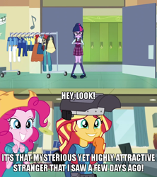 Size: 640x720 | Tagged: safe, edit, edited screencap, screencap, character:pinkie pie, character:sunset shimmer, equestria girls:friendship games, g4, my little pony: equestria girls, my little pony:equestria girls, caption, image macro, implied lesbian, implied shipping, implied sunsetsparkle, text, yu-gi-oh!, yugioh abridged