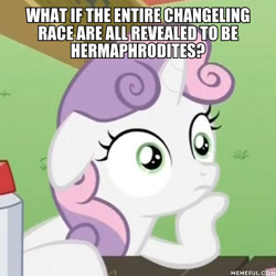 Size: 600x600 | Tagged: safe, edit, edited screencap, screencap, character:sweetie belle, species:pony, episode:ponyville confidential, g4, my little pony: friendship is magic, caption, exploitable meme, image macro, meme, obligatory pony, sudden clarity sweetie belle, text