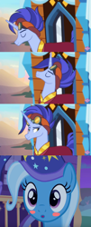 Size: 536x1324 | Tagged: safe, edit, edited screencap, screencap, character:hoo'far, character:trixie, species:pony, ship:trixfar, episode:on the road to friendship, episode:to where and back again, g4, my little pony: friendship is magic, blush sticker, blushing, comic, female, hoo'far's wagon, male, screencap comic, shipping, shipping domino, straight, stupid sexy hoo'far, trixie's wagon
