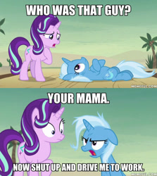 Size: 600x674 | Tagged: safe, edit, edited screencap, screencap, character:starlight glimmer, character:trixie, species:pony, episode:on the road to friendship, futurama, hell is other robots