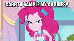 Size: 600x337 | Tagged: safe, edit, edited screencap, screencap, character:pinkie pie, episode:the craft of cookies, g4, my little pony: equestria girls, my little pony:equestria girls, spoiler:eqg series (season 2), caption, image macro, text
