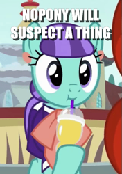 Size: 397x564 | Tagged: safe, edit, edited screencap, screencap, character:mixed berry, species:pony, episode:the parent map, g4, caption, cropped, drink, image macro, solo focus, text