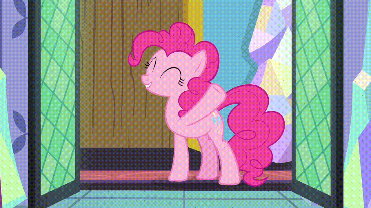 Size: 1280x720 | Tagged: safe, edit, edited screencap, screencap, character:pinkie pie, species:earth pony, species:pony, episode:ail-icorn, spoiler:interseason shorts, animated, bottle, cure, female, gif, mare, potion, solo, template