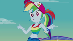 Size: 1920x1080 | Tagged: safe, edit, edited screencap, screencap, character:rainbow dash, equestria girls:spring breakdown, g4, my little pony: equestria girls, my little pony:equestria girls, spoiler:eqg series (season 2), belly button, female, front knot midriff, midriff, solo