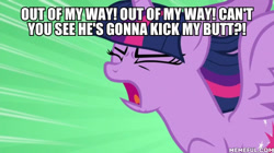 Size: 600x337 | Tagged: safe, edit, edited screencap, screencap, character:twilight sparkle, character:twilight sparkle (alicorn), species:alicorn, species:pony, episode:best gift ever, g4, my little pony: friendship is magic, caption, female, image macro, meme, solo, speed lines, spongebob squarepants, text, the bully