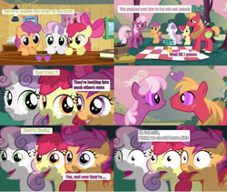 Size: 2476x2090 | Tagged: safe, edit, edited screencap, screencap, character:apple bloom, character:big mcintosh, character:cheerilee, character:scootaloo, character:sweetie belle, species:earth pony, species:pegasus, species:pony, species:unicorn, ship:cheerimac, episode:hearts and hooves day, g4, my little pony: friendship is magic, comic, cutie mark crusaders, female, filly, implied sex, love poison, male, mare, screencap comic, shipping, stallion, straight, wide eyes