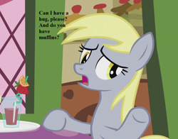 Size: 896x704 | Tagged: safe, edit, edited screencap, screencap, character:derpy hooves, episode:slice of life, g4, my little pony: friendship is magic, bronybait, cropped, dialogue, food, hug request, lime, strawberry