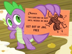 Size: 2048x1536 | Tagged: safe, edit, edited screencap, screencap, species:dragon, episode:spike at your service, g4, my little pony: friendship is magic, exploitable meme, male, meme, monopoly, spike card meme
